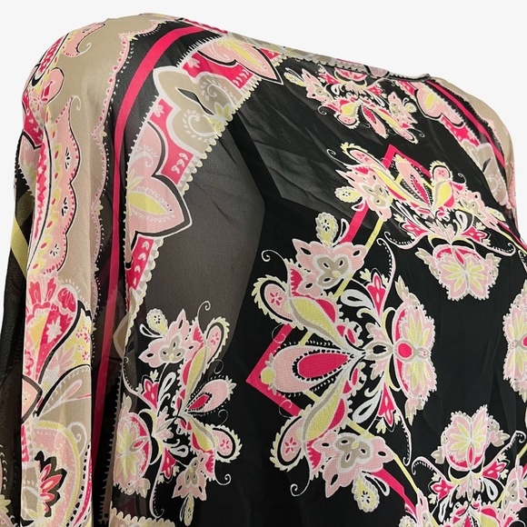 DANA BUCHMAN Oversized Top Black Pink Dolman Sleeve Lined Flowy Top Shirt sz M - Picture 8 of 16